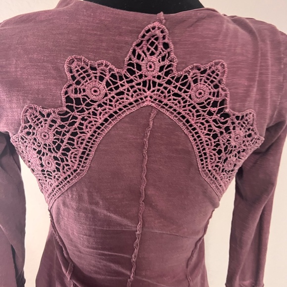 🔥SALE🔥Free People S Crocheted Back Flattering V-shape Seams Rose Slender Fit - Picture 5 of 5